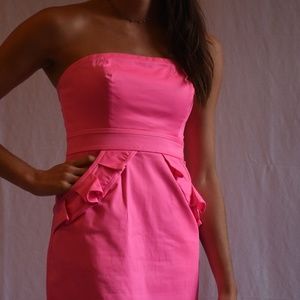 J. Crew Hot Pink Strapless Dress